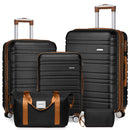 Luggage Sets 5 Piece with Duffel Bags, Hardside Expandable Suitcases with Spinner Wheels, Black