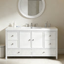 60' Bathroom Vanity with Separate Sink, Modern Large Storage Bathroom Vanity with Soft Close Doors and 4 Drawers, White