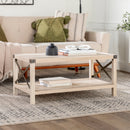 Farmhouse Metal-X Coffee Table with Lower Shelf - White Oak/Bronze