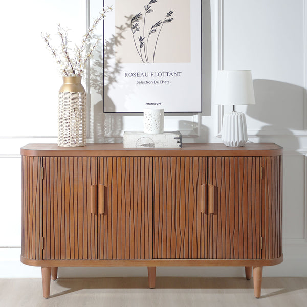 Accent Storage Cabinet, Modern Accent Buffet Cabinet with Adjustable Shelves, Freestanding Sideboard with Four Doors, Accent Cabinet with 4 Doors for Hallway Entryway Living Room