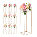 Wedding Flower Stand, 10PCS 31.5-inch Column Flower Stand, Floral Stands with Hidden Screw, Rectangular Cubic Floral Display Rack for Wedding, Party, Birthday, Home, Gold Centerpiece Stands