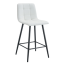 Modern White PU Bar Chair Set - Checkered Design, Black Metal Legs, Multiple Colors, 37-inch Height