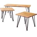 Zion Outdoor Industrial Iron and Acacia Wood Coffee Table