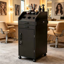 Salon Station for Hair Stylist, Black Beauty Barber Station, Salon Trolley Cart with Wheels, Mobile Organizer for Salon, Spa, Barbershop