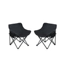 Outdoor Portable Folding Camping Chairs with Carry Bag in Black Polyester