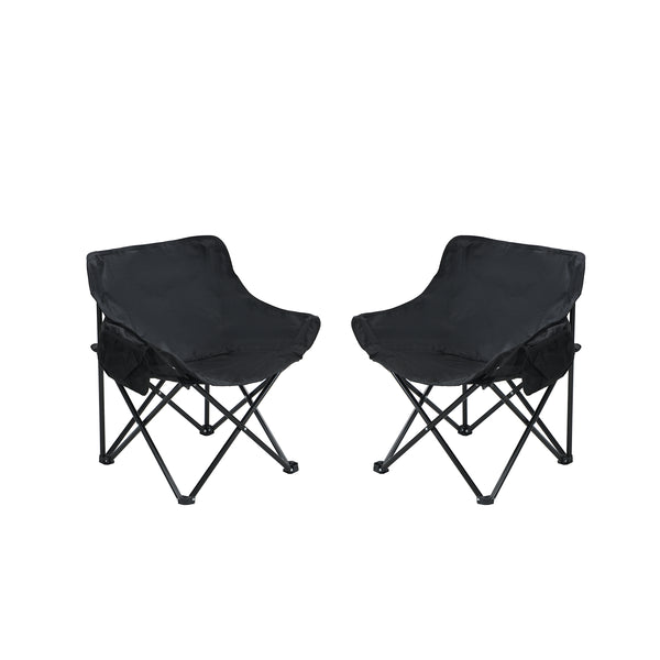 Outdoor Portable Folding Camping Chairs with Carry Bag in Black Polyester