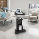 Sit-to-Stand Rolling Adjustable Laptop Cart With Storage, Black