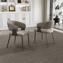 Dining Chairs Set of 2, Modern PU Leather Kitchen Chairs with Metal Legs - Ergonomic Armrests, Comfortable Sponge Cushion, Sturdy Frame for Dining Room, Breakfast Nook, Office-grey