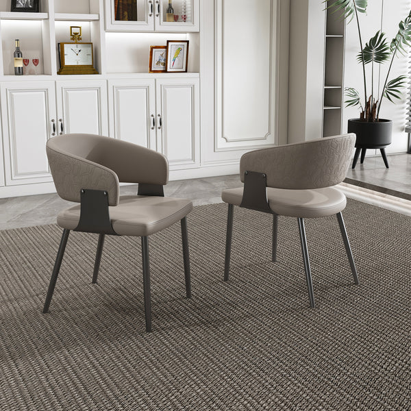 Dining Chairs Set of 2, Modern PU Leather Kitchen Chairs with Metal Legs - Ergonomic Armrests, Comfortable Sponge Cushion, Sturdy Frame for Dining Room, Breakfast Nook, Office-grey