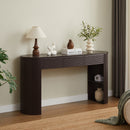 [Video] Retro Console Table with Storage, 3 Drawers, 1 Table-Leg Niche, Round Slat Aesthetic, Entryway, Living Room & Hallway, Espresso