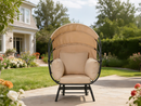 Sunnydaze Modern Luxury Egg Chair - Powder-Coated  Steel Frame with Polyester Cushion and Retractable Canopy -Taupe