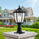 20'(H) Black Solar Powered LED Outdoor Lantern, Vintage Garden Light with Elegant Glass Design for Pathways, Yards, and Patios (1-Pack)
