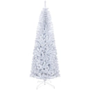 HOMCOM 7ft Pencil Christmas Tree, Unlit Artificial Christmas Tree Slim Douglas Fir Xmas Tree with Realistic Branches, Halloween Tree with 818 Tips, White