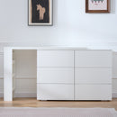 Six drawers, removable desktop, three storage compartments, white six-pump multi-functional table