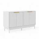 Vintage White Fluted Buffet Cabinet with Adjustable Shelves - Matte White Finish, Engineered Wood, 55.12' Wide
