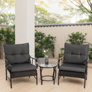 3 Pieces Patio Set Outdoor Wicker Furniture Sets Modern Rattan Chair Conversation Sets with Coffee Table