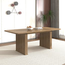 Modern Dining Table for 6-10 People, Wood Kitchen Table with Double Robust Pedestal, Wooden Dinner Table for Dining Room