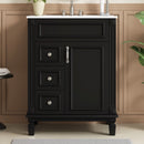24' Bathroom Vanity with Ceramic Sink, Small Bathroom Sink Cabinet, Modern Cabinet with 2 Drawers and Adjustable Shelf