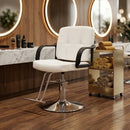 Barber Chair for Hair Stylist- 360° Swivel, Adjustable Height, Capacity 350 LBS with Heavy Duty Hydraulic Pump,WHITE