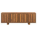 63'' Farmhouse TV Stand for TVs up to 75 Inches, Modern Storage Media Console with Adjustable Shelves & 3 Cable Holes, Wood Decorative Handle Entertainment Center Cabinet for Living Room