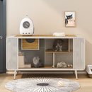 55.12 'Spacious Cat House with Tempered Glass, for Living Room, Hallway, Study and Other Spaces (White)