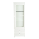 Modern Upholstered Glass Display Cabinet with Adjustable LED Light in White, 71'' Tall