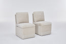 Linen Upholstered Armless Dining Chair with Casters and Storage space-set of 2,BEIGE