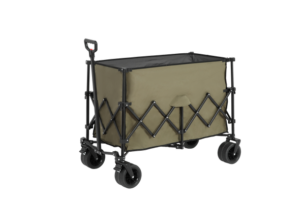 Beach Wagon,Collapsible Wagon 220lbs with Big Wheels Foldable Wagon Carts, Heavy Duty 300L Folding Utility Garden Cart with Big All-Terrain Beach Wheels & Drink Holders. Army Green
