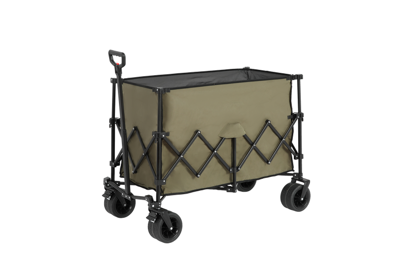 Beach Wagon,Collapsible Wagon 220lbs with Big Wheels Foldable Wagon Carts, Heavy Duty 300L Folding Utility Garden Cart with Big All-Terrain Beach Wheels & Drink Holders. Army Green