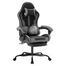 Gaming Chair, Ergonomic Computer Chair with Footrest and Lumbar Support, Height Adjustable Game Chair with 360°-Swivel Seat and Headrest and for Office or Gaming BlackGrey