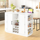 U-Style 47.2' Counter Height Table with Foldable Top & Power Outlet, Sideboard Buffet Cabinet & Bar Cabinet, Wine Rack & Stemware Holder, 2-Door Storage Cabinet for Dining Room (Chairs Not Included)