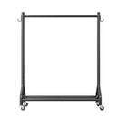 Clothes Rack, Rolling Clothing Garment Rack with Hanging Rod and Side Hooks, 198 lbs Load Capacity, Heavy Duty Carbon Steel Clothing Racks with Wheels, Ideal for Bedroom, Laundry, Living Room