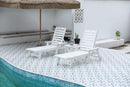 Lounge Chair with Side Table, 3-Piece Oversized Chaise Lounge Chair Setwith Wood Texture,White, All Weather Patio Lounge Chair with 5 Positions,Wheels &Cup Holder(include 2Lounge chairs and 1Table)