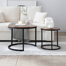 Set of 2 Coffee Table Nesting Side Round  End Table Top Sturdy Metal Frame Desk Centerpiece Living Room Bedroom Apartment Modern Industrial Simple Nightstand