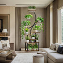 8-Tier Indoor Plant Stand with Grow Lights, 61 in S-Shaped Metal Shelf for Multiple Plants, Black