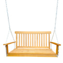 Teak Wood Porch Swing with Armrests and Hanging Chains for Outdoor Use