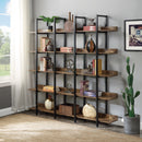 [VIDEO] 5 Tier Bookcase Home Office Open Bookshelf, Vintage Industrial Style Shelf with Metal Frame, MDF Board (Old Sku:WF286176AAT)