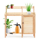 Outdoor Wooden Potting Bench Table with Sink, Garden Table Work Bench with Storage, Workstation for Outside Patio Lawn