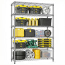 6 Tiers Storage Shelves Load 2100LBS, Metal Shelving Wire Metal Shelving Unit Shelves for Storage Adjustable Garage Shelving for Pantry Kitchen Garage Chrome 17.7' D x 47.3' W x 82.4' H