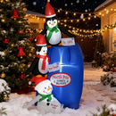 North Pole Mailbox with Penguins and Snowman,Christmas Inflatables Outdoor Decorations,Blow-Up Yard Christmas Decor with LED Lights Display