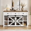 U_Style 55'' Sliding Barn Door Sideboard Buffet Cabinet with 3 Drawers, Adjustable Shelves, Metal Mesh & Particleboard Doors, Aluminum Handles, Industrial Storage for Living or Dining Room