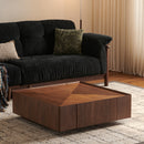 39.3-inch coffee table, square walnut wood design, suitable for living room. Walnut wood material, suitable for bedroom, living room and office