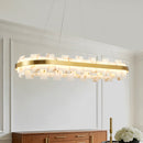 Alabaster Rectangle Chandelier, Natural Spanish Stone Texture Chandeliers, 46.8' Adjustable Alabaster Chandelier Over Table for Dining Room, Bedroom, Island– Modern Luxury Ceiling Lighting