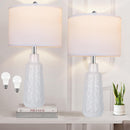 Set of 2 Table Lamps with 3 Color Temperature, 25.5' Tall Farmhouse Ceramic Lamp with Vase Design Nightstand Lamp White Fabric Shade for Living Room Bedroom Home Office