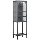 Modern Metal Glass Door Display Storage Cabinet with 3 Adjustable Shelves, Black