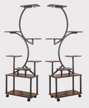 8-Tier Indoor Plant Stand with Grow Lights, 61 in S-Shaped Metal Shelf for Multiple Plants, Black