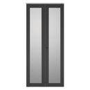 36 in. x 80 in. Full Lite Frosted Glass Black MDF Bi-Fold Door with Hardware Kit and Door Handle