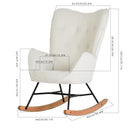 Modern Rocking Chair with Upholstered Cushion, Beige