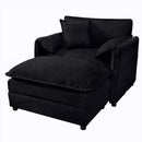 Oversized 57.48' Recliner Chair with Movable Ottoman - Soft Chenille Upholstered Indoor Lounge Chair, Black