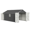 12x20 FT Heavy Duty Metal Garage Shed, Outdoor Storage Building with Double Doors & 2 Windows, Waterproof All-Weather Steel Carport for Car Truck Motorcycle & Lawnmower,DARK GRAY